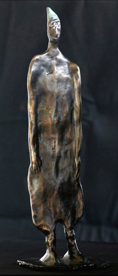 Petit clown au bonnet vert, sculpture